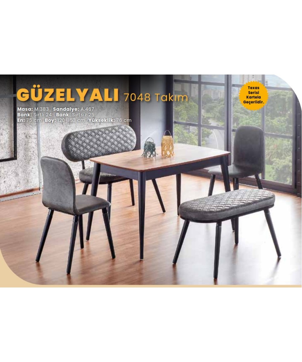 Güzelyalı Маса + Kлупа + Kлупа за грб + Cет за столици