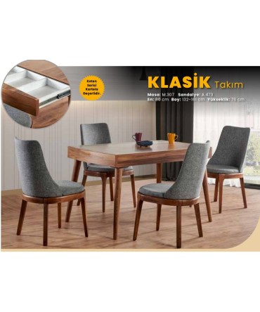 Classic Table + 4 Chair Set